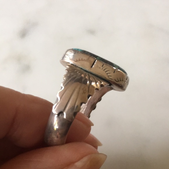 SOLD Vintage Navajo Native Turquoise Ring  11 1/4 - Picture 10 of 11